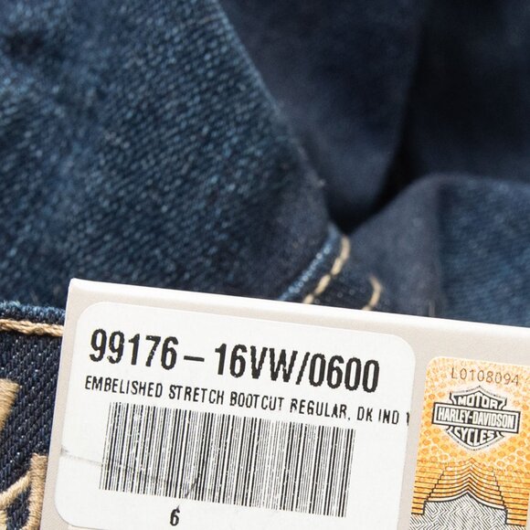 Harley Davidson Boot Cut Jeans Embellished Mid-Rise Dark Indigo Blue Size 6 New - Picture 5 of 9